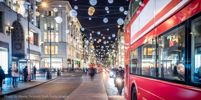 Christmas lights on Oxford Street in London