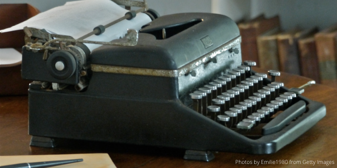 A very old typewriter, possibly even the one Hemingway used