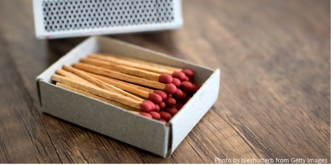 A box of matches lying on the table