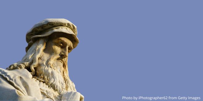 Head of Leonardo da Vinci statue