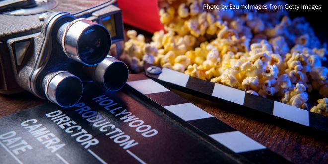 A camera and popcorn